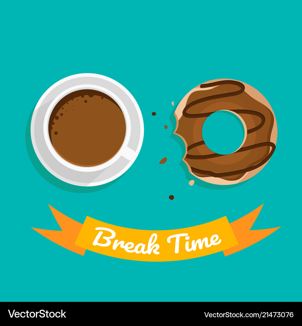 Pause mit Kaffee und Schokolade auf Grün Pause mit Kaffee und Schokolade auf Grün vektorbild