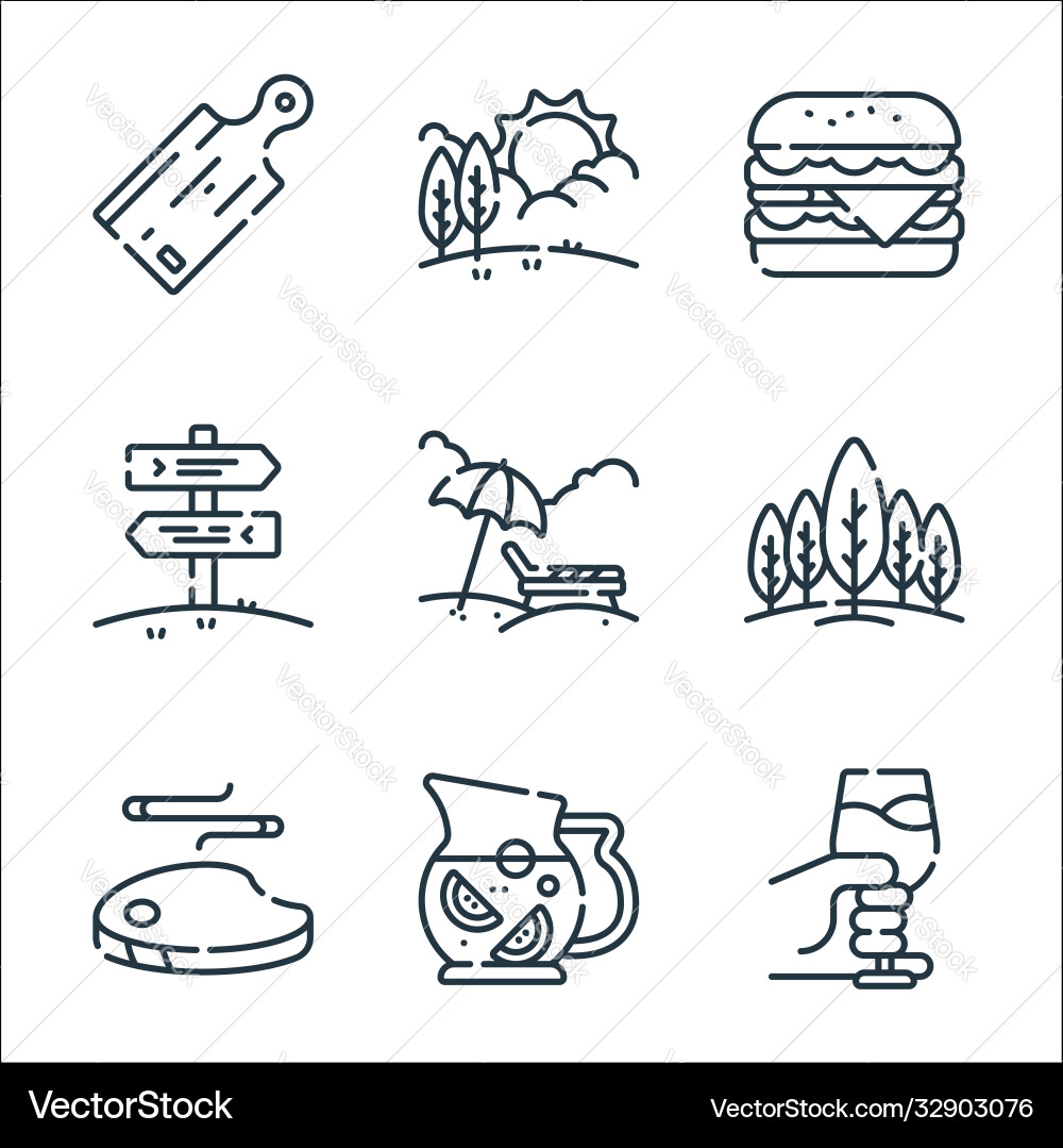 Picnic line icons linear set quality Vector Image