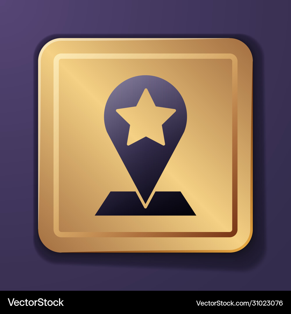 Purple map pointer with star icon isolated vector image