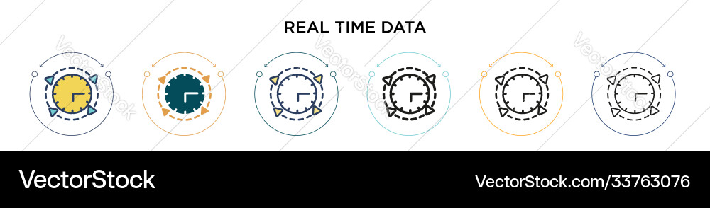 Real time data icon in filled thin line outline vector image