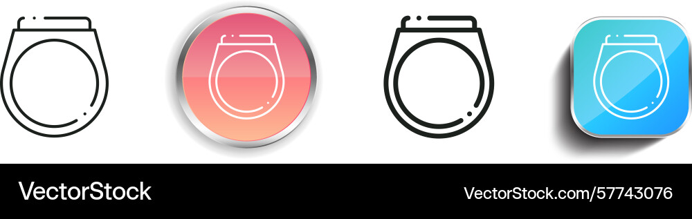 Ring icon thin linear regular and button style Ring icon thin linear regular and button style vector image
