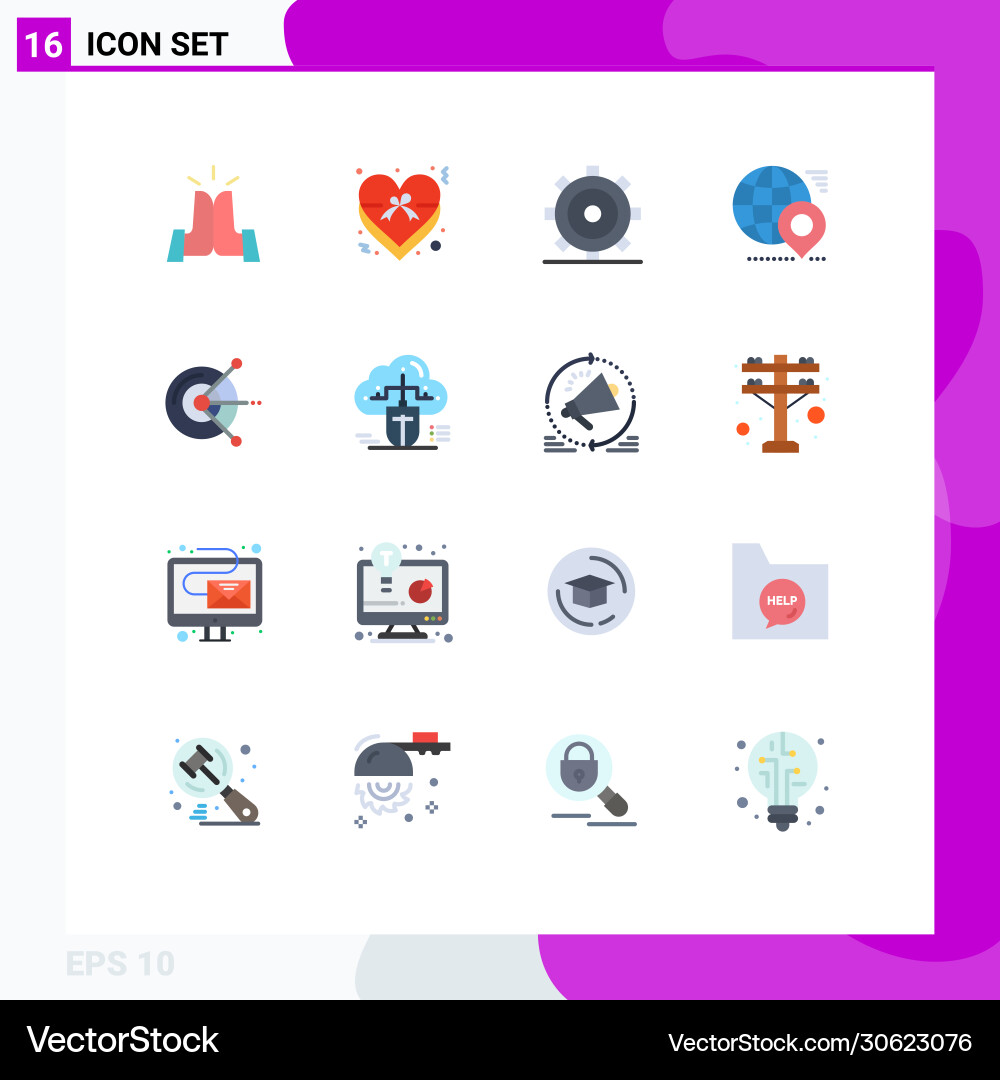 Set 16 flat colors on grid for computer pin Vector Image