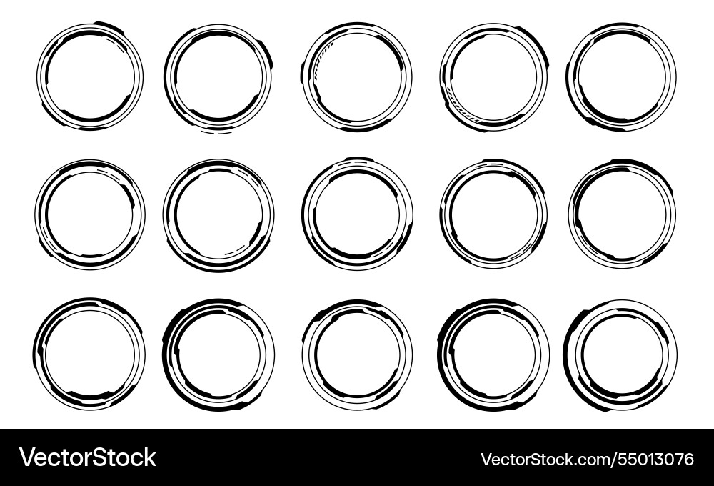 Set of sci fi black circle user interface Set of sci fi black circle user interface vector image