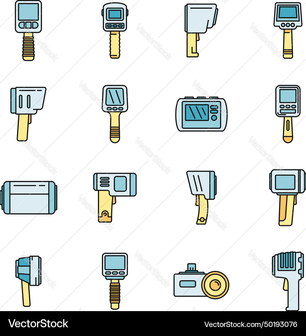 Thermal imager device icons set color line Thermal imager device icons set color line Vector Image