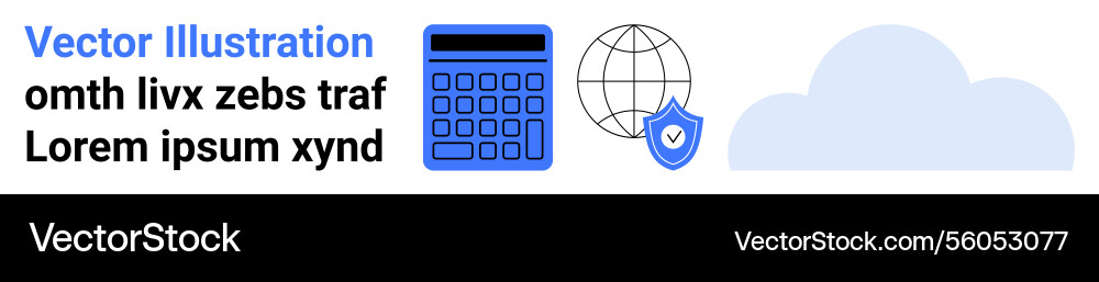 Calculator connected globe shield and cloud Vector Image