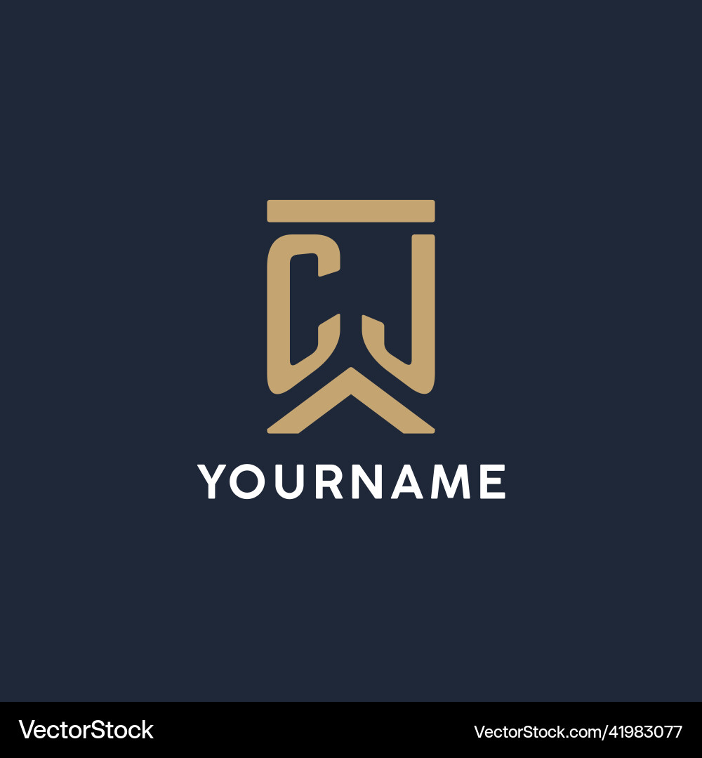 Cj initial monogram logo design in a rectangular Vector Image