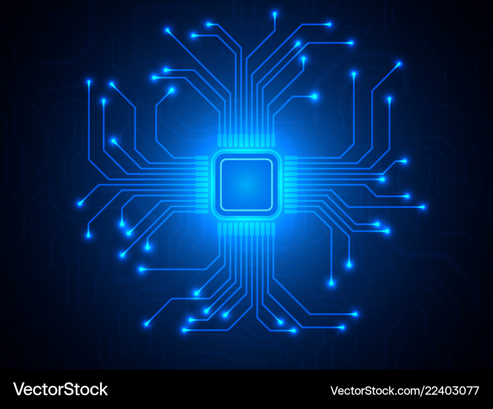 Cpu chip on blue background microprocessor Cpu chip on blue background microprocessor vector image
