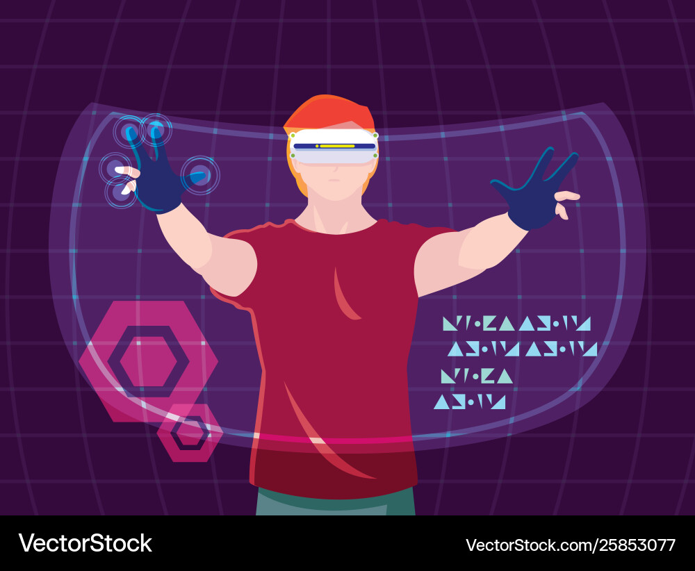 Design man using technology augmented vector image