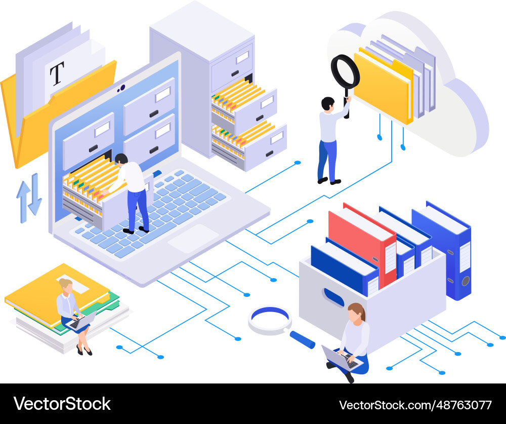 Documents processing composition Documents processing composition Vector Image