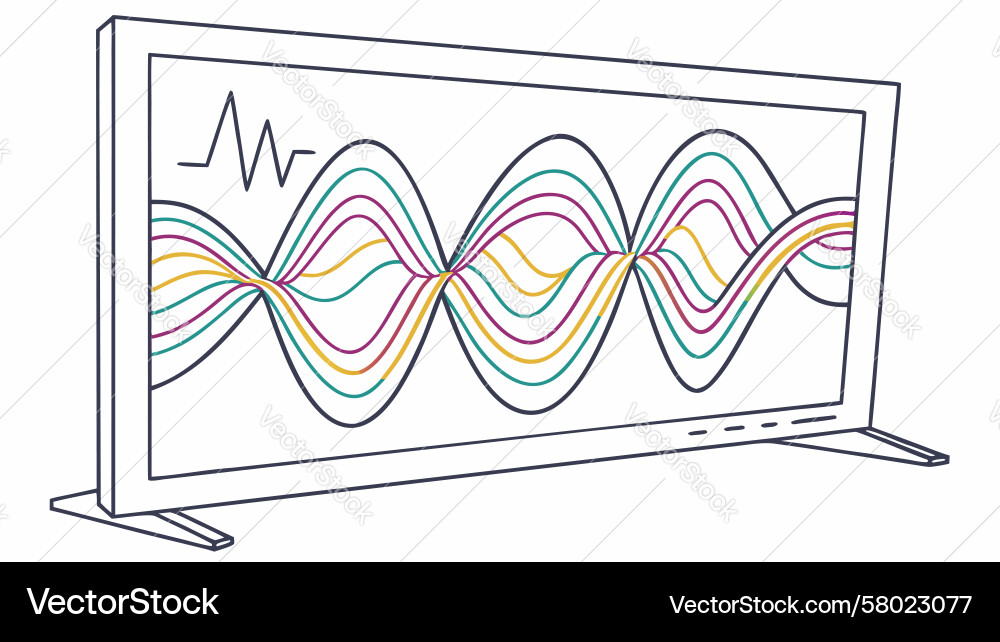 Dynamic Sound Wave Monitor Display Vector Image
