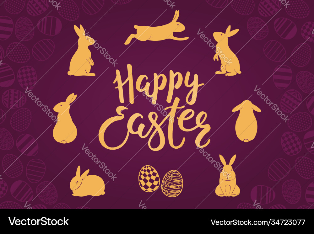 Easter gold and purple card design Easter gold and purple card design vector image
