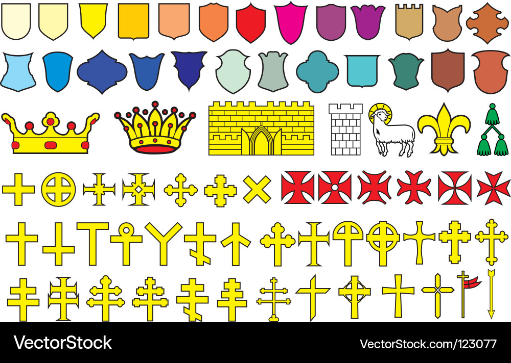 Elements of the heraldic emblem Vector Image