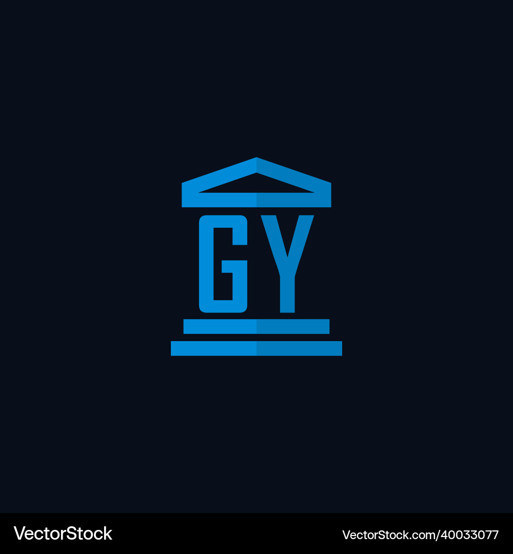 Gy initial logo monogram with simple courthouse Vector Image
