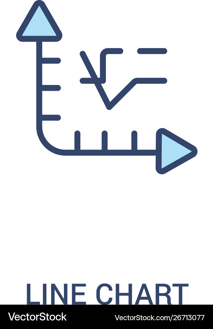 Line chart concept 2 colored icon simple Line chart concept 2 colored icon simple vector image