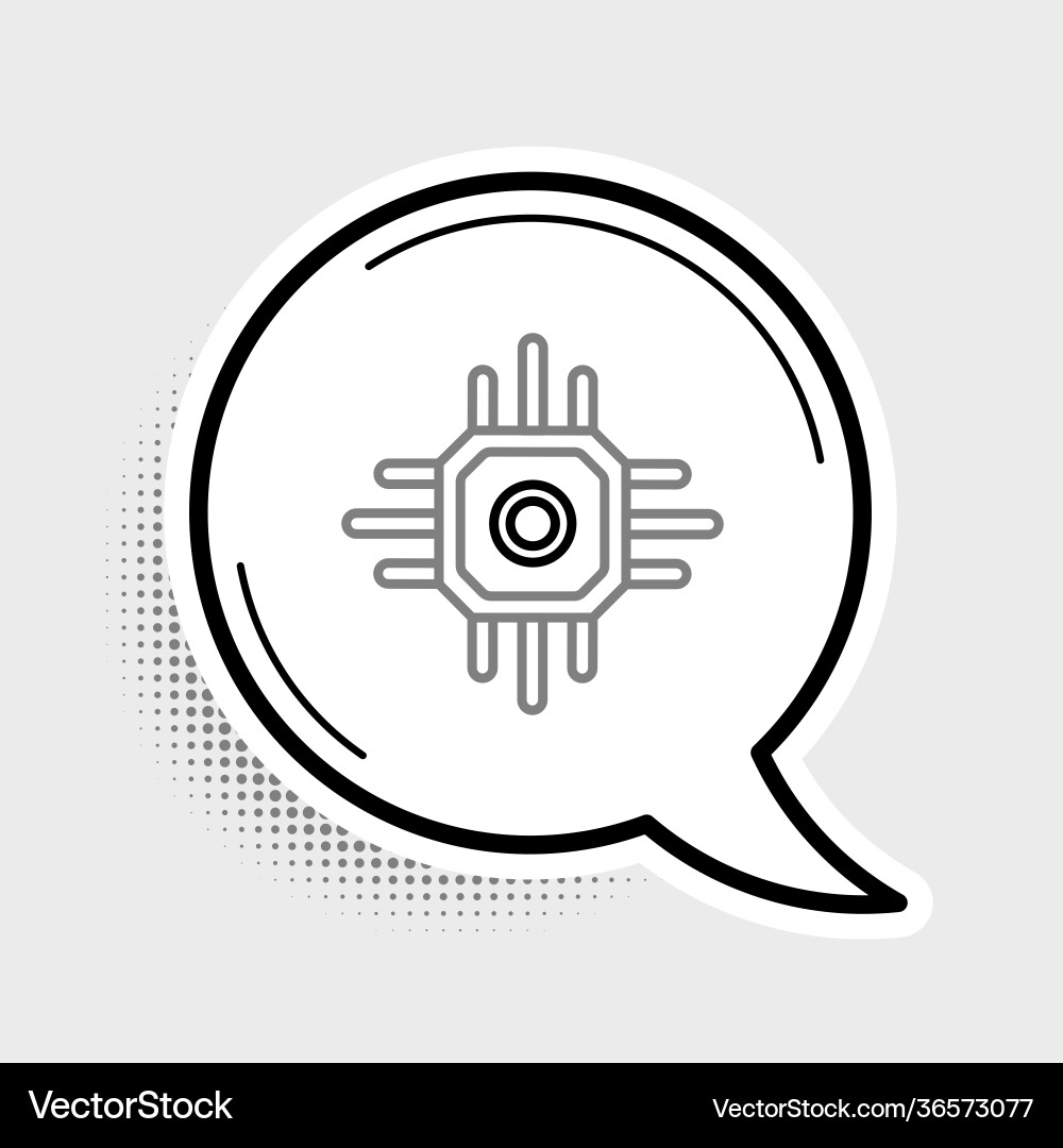 Line processor icon isolated on grey background Line processor icon isolated on grey background Vector Image