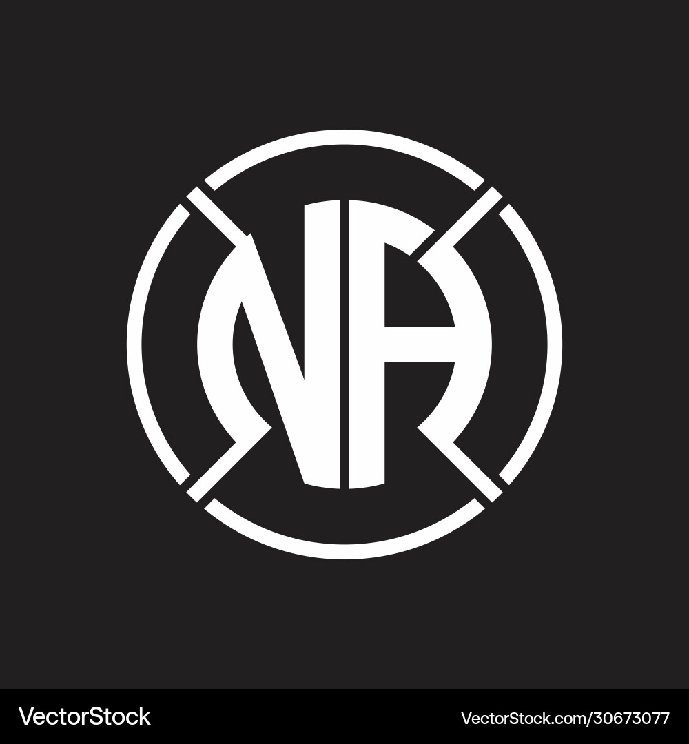 Na logo monogram with four part circle slash vector image