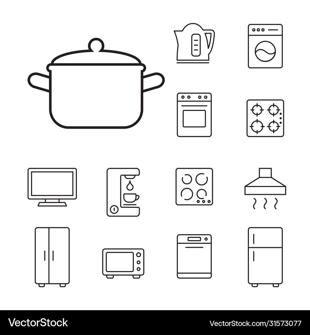 Pan Kochen Haushaltsgerät Icons Set Pan Kochen Haushaltsgerät Icons Set vektorbild