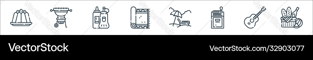 Picnic line icons linear set quality Picnic line icons linear set quality vector image
