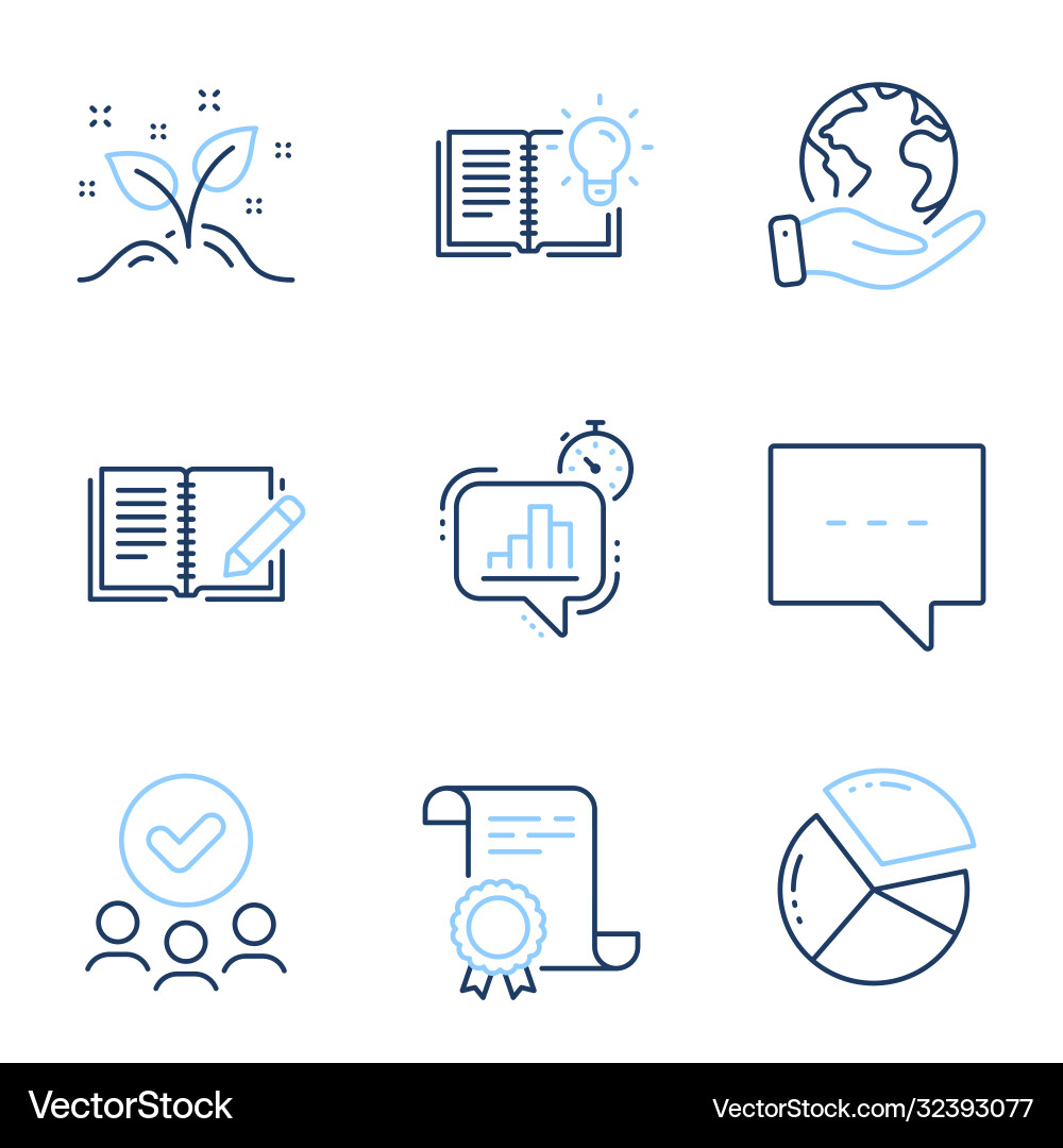 Pie chart startup concept and feedback icons set Pie chart startup concept and feedback icons set vector image