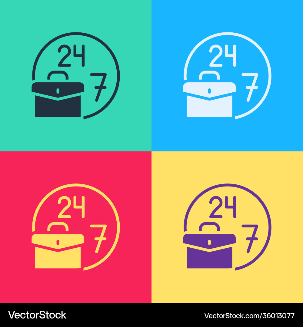 Pop art always busy icon isolated on color Vector Image