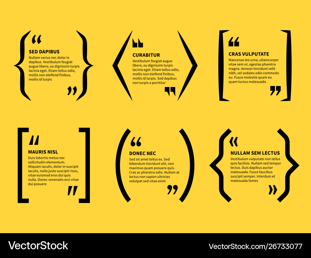 Quotation in brackets text quotes marks Quotation in brackets text quotes marks vector image