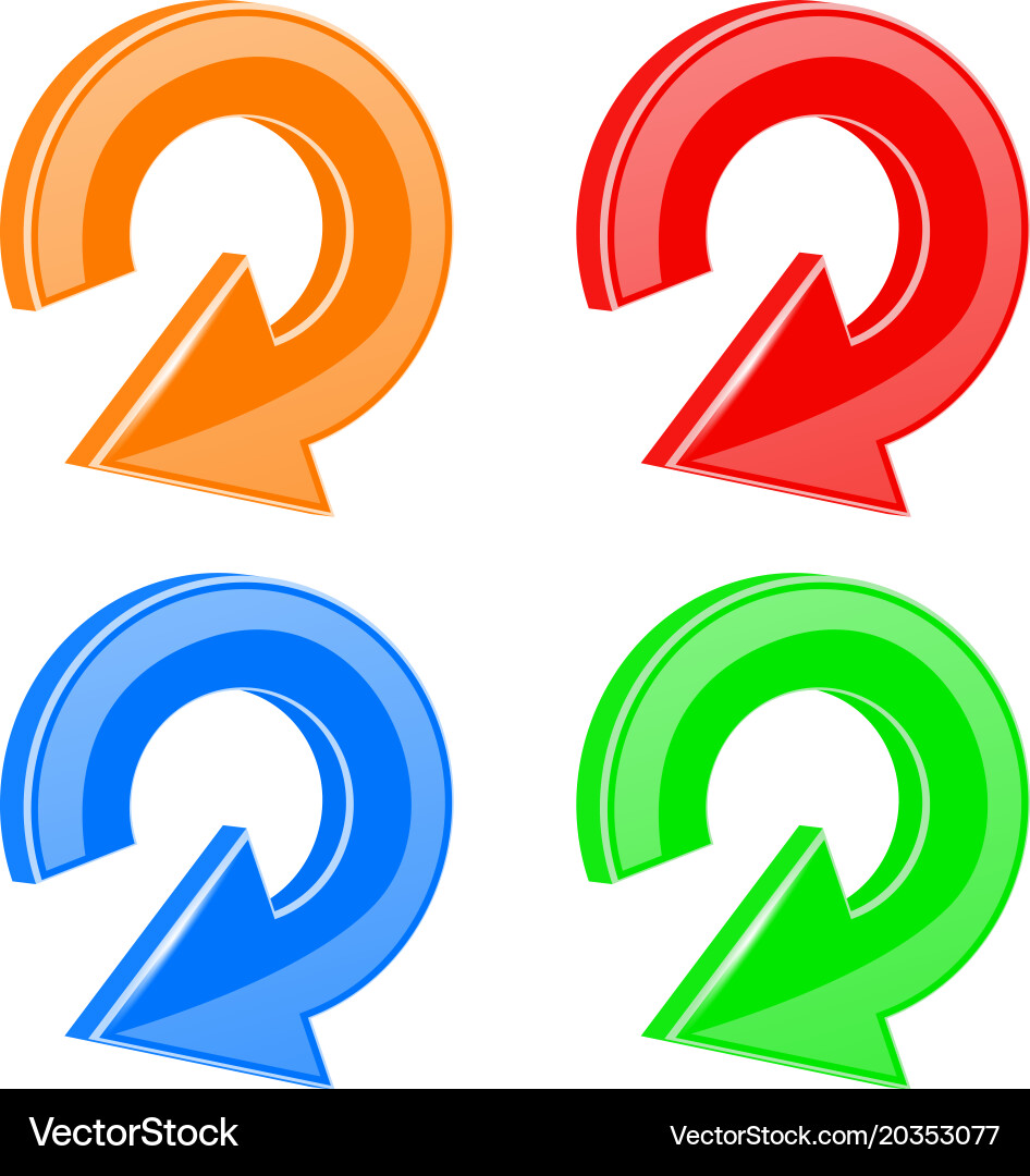 Refresh icon colored set of shiny 3d circular vector image