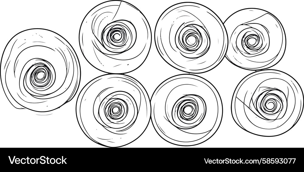 Rhythmic array of eight hand-sketched abstract Vector Image