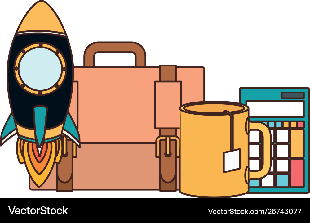 Set icons with space rocket Set icons with space rocket vector image