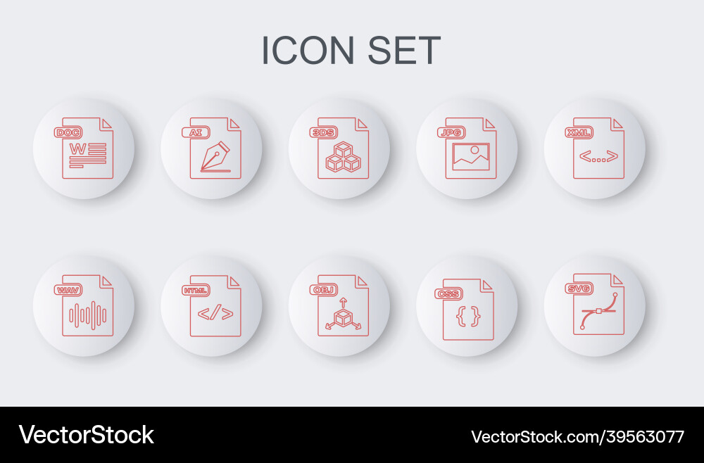 Set line svg file document wav 3ds css doc ai Set line svg file document wav 3ds css doc ai vector image