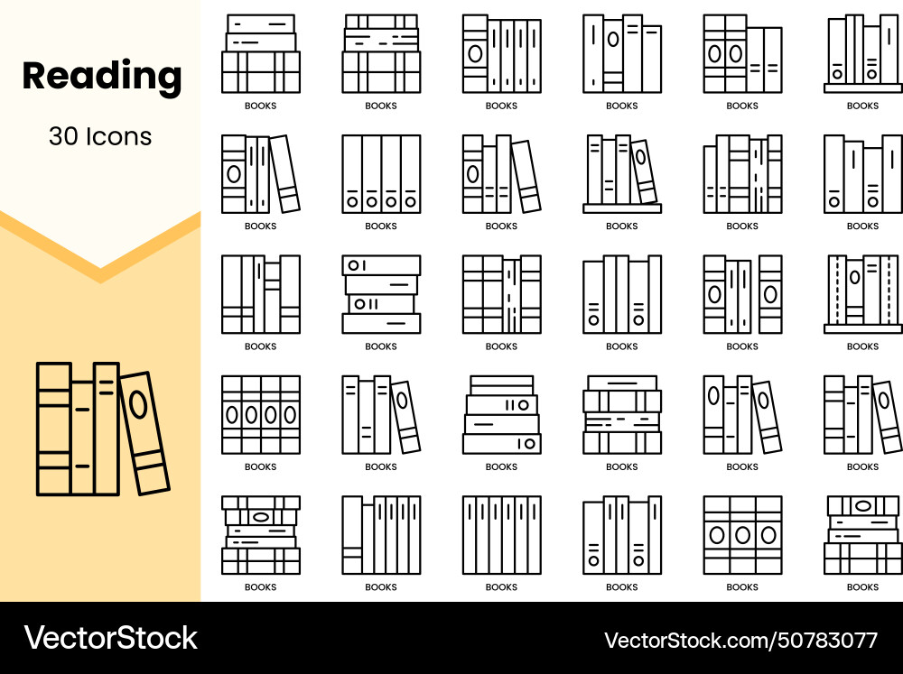 Set of reading icons simple line art style Set of reading icons simple line art style Vector Image