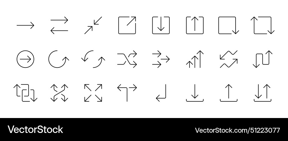 Set von 24 Liniensymbolen Pfeilzeiger Symbol Set von 24 Liniensymbolen Pfeilzeiger Symbol vektorbild