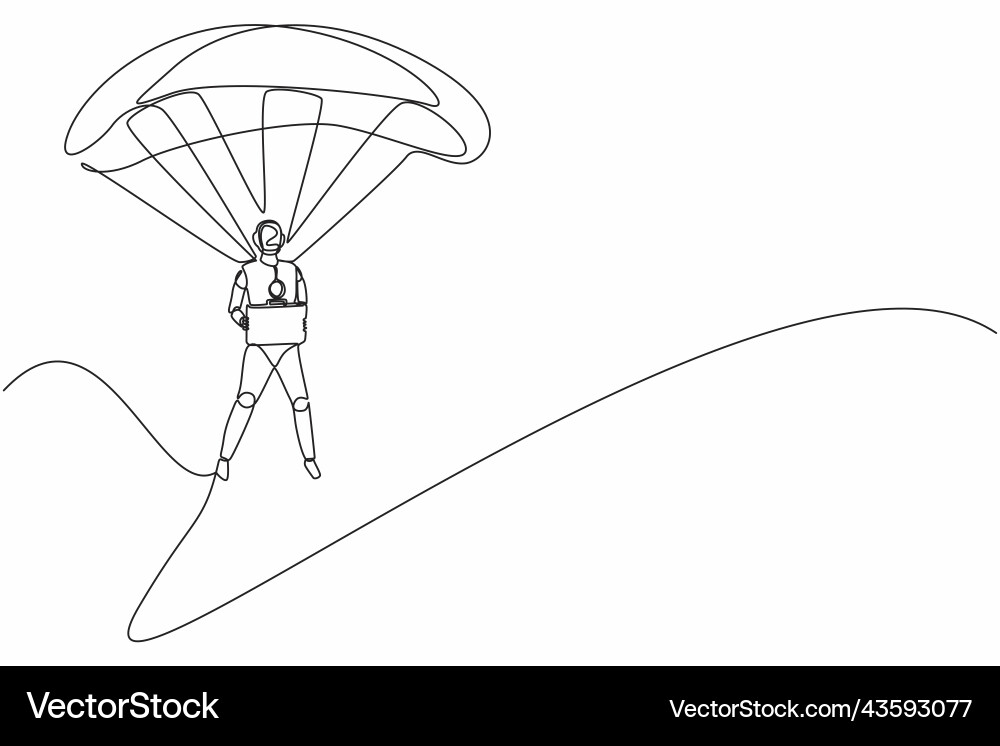 Single one line drawing robots jump Single one line drawing robots jump Vector Image