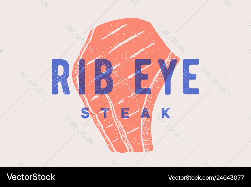 Steak Rib Eye Poster mit Silhouette Steak Rib Eye Poster mit Silhouette vektorbild