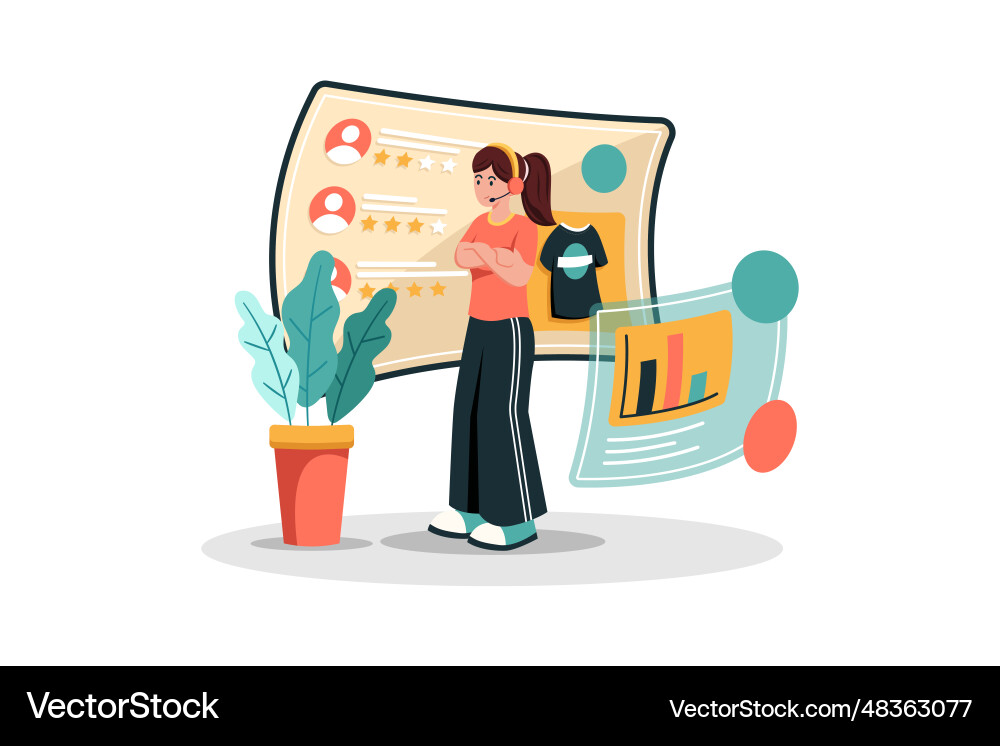 Tech support representative using customer Tech support representative using customer Vector Image