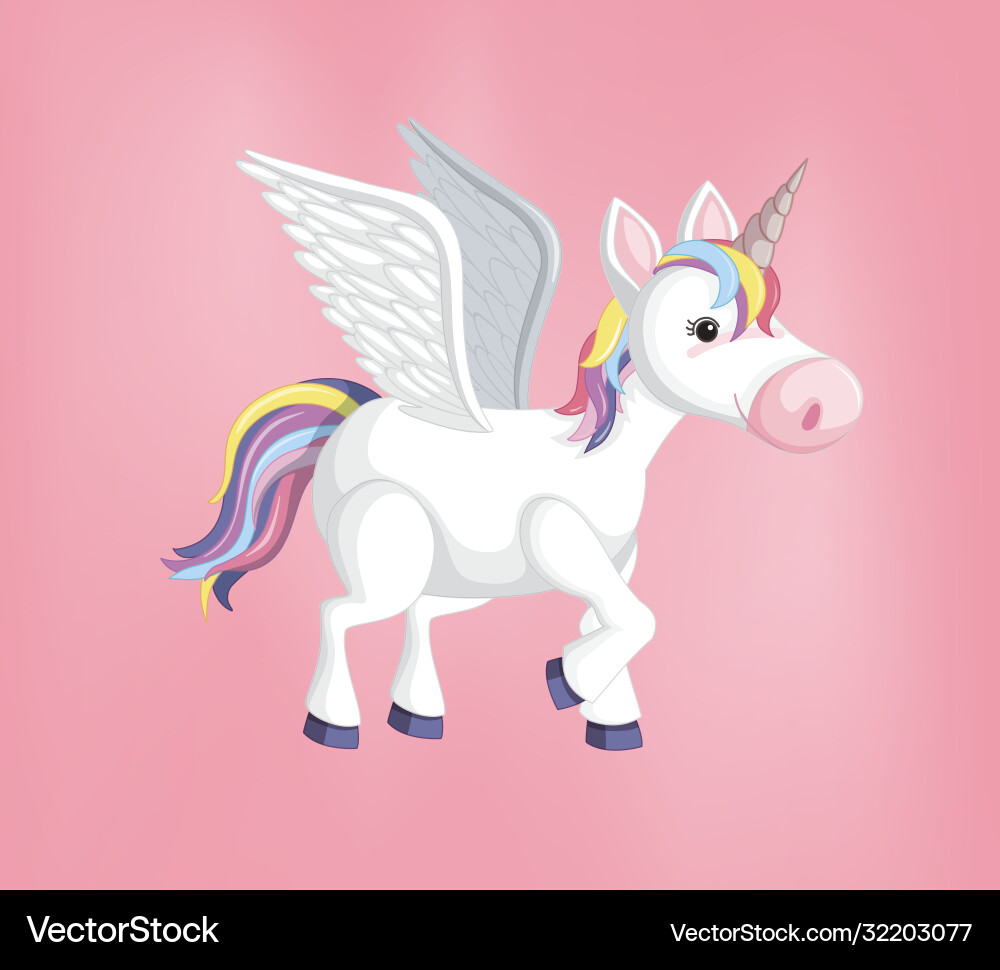 Unicorn or pegasus with rainbow mane and horn – Royalty-Free Vector |  VectorStock