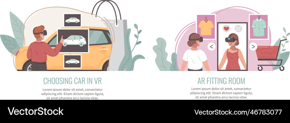 Virtual reality flat set Royalty Free Vector Image