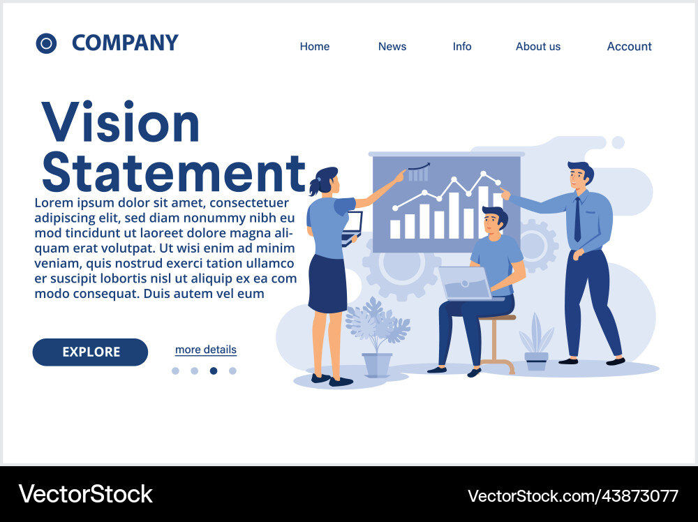 Vision and scope landing page statement Vision and scope landing page statement vector image