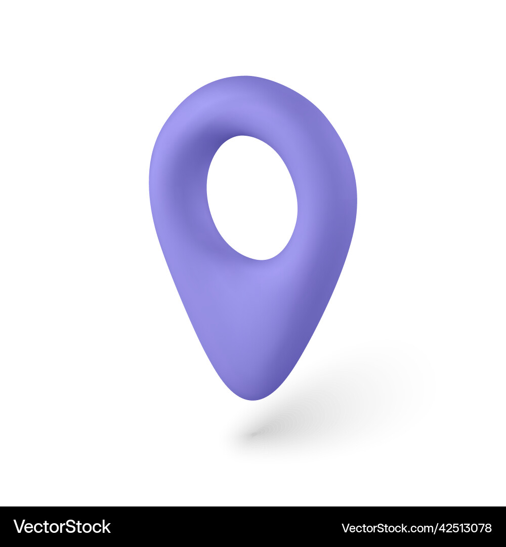 3d violet pin point marker with shadow location 3d violet pin point marker with shadow location Vector Image