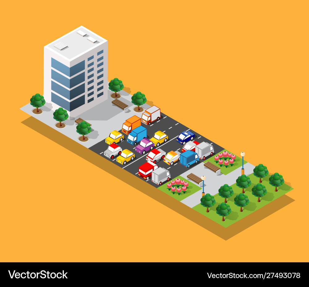 Isometric 3d module block district part Isometric 3d module block district part vector image