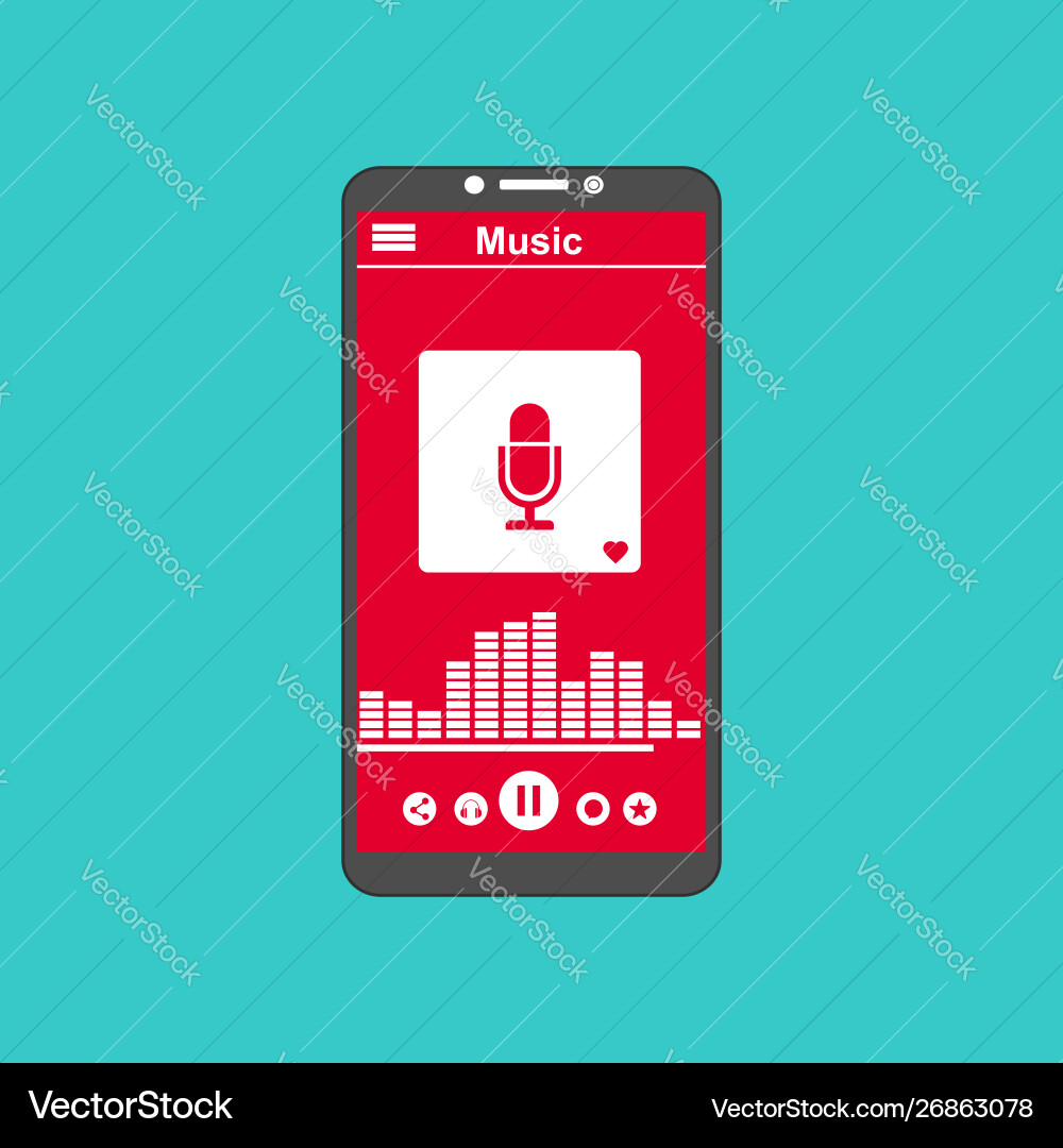 Media player application app template with flat Media player application app template with flat Vector Image