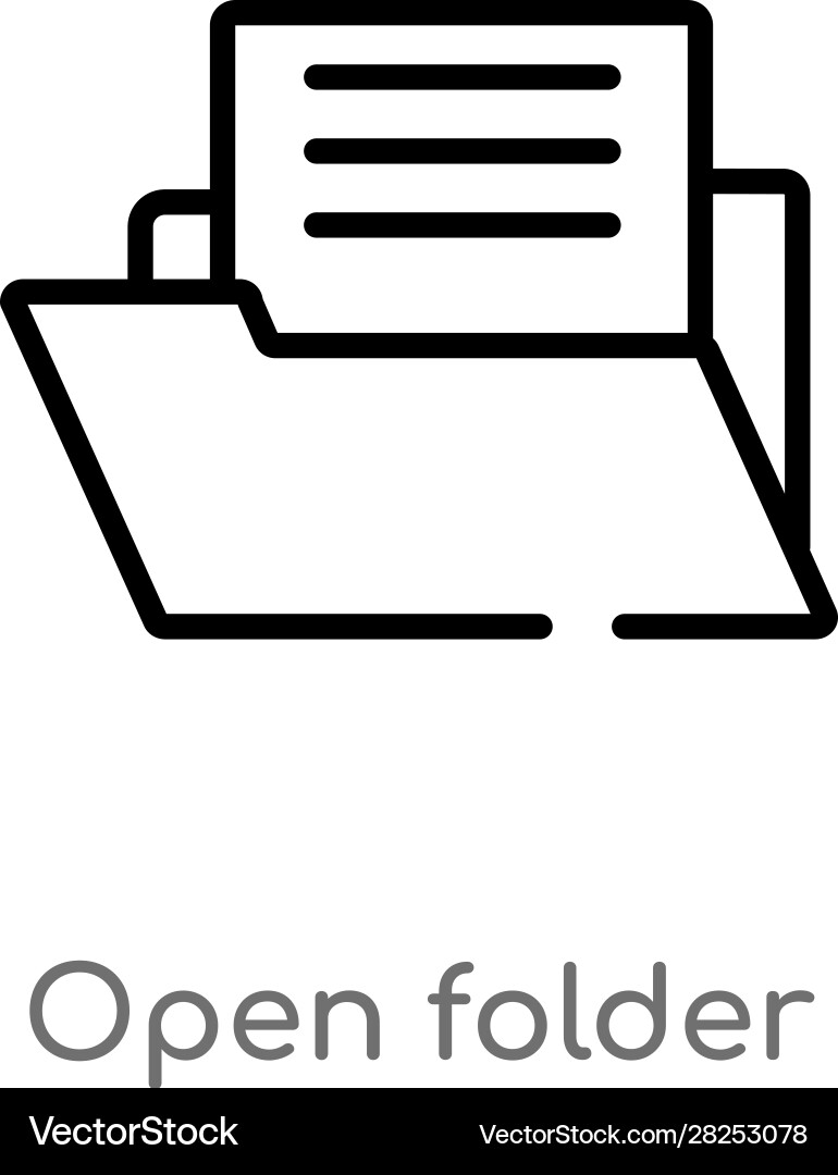 Outline open folder icon isolated black simple vector image
