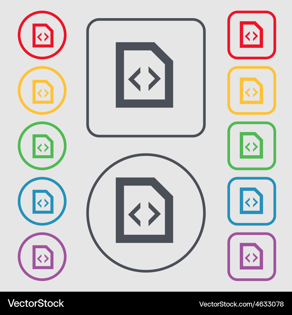 Programming code icon sign symbol on the round vector image