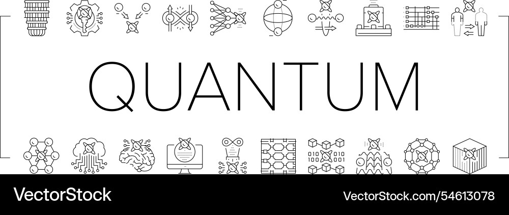 Quantum technology data science icons set Quantum technology data science icons set vector image
