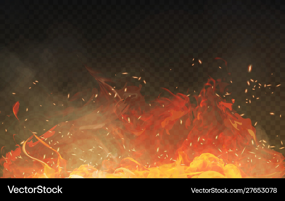 Realistische isolierte Feuerwirkung mit Rauch Realistische isolierte Feuerwirkung mit Rauch vektorbild