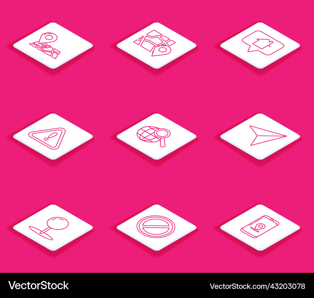 Set line folded map with location marker vector image