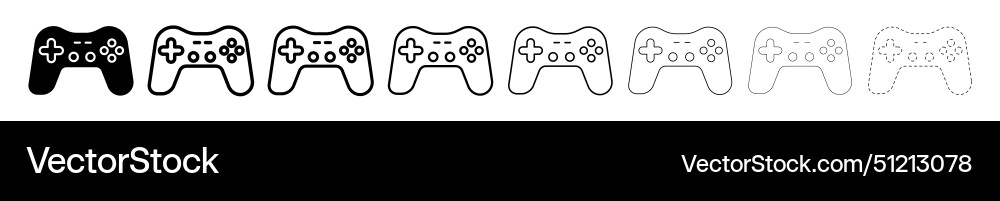 Set of gamepad different line shapes thin Set of gamepad different line shapes thin Vector Image