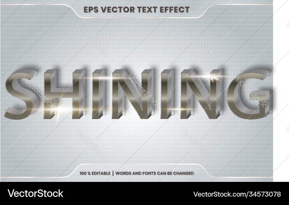 Text effect in 3d shining words font styles theme Text effect in 3d shining words font styles theme Vector Image