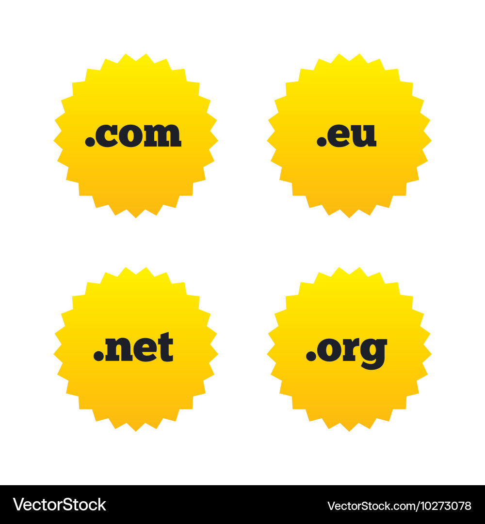 Top-level domains signs com eu net and org Vector Image