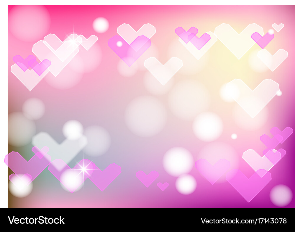 Vivid bokeh with hearts in soft color background Vector Image