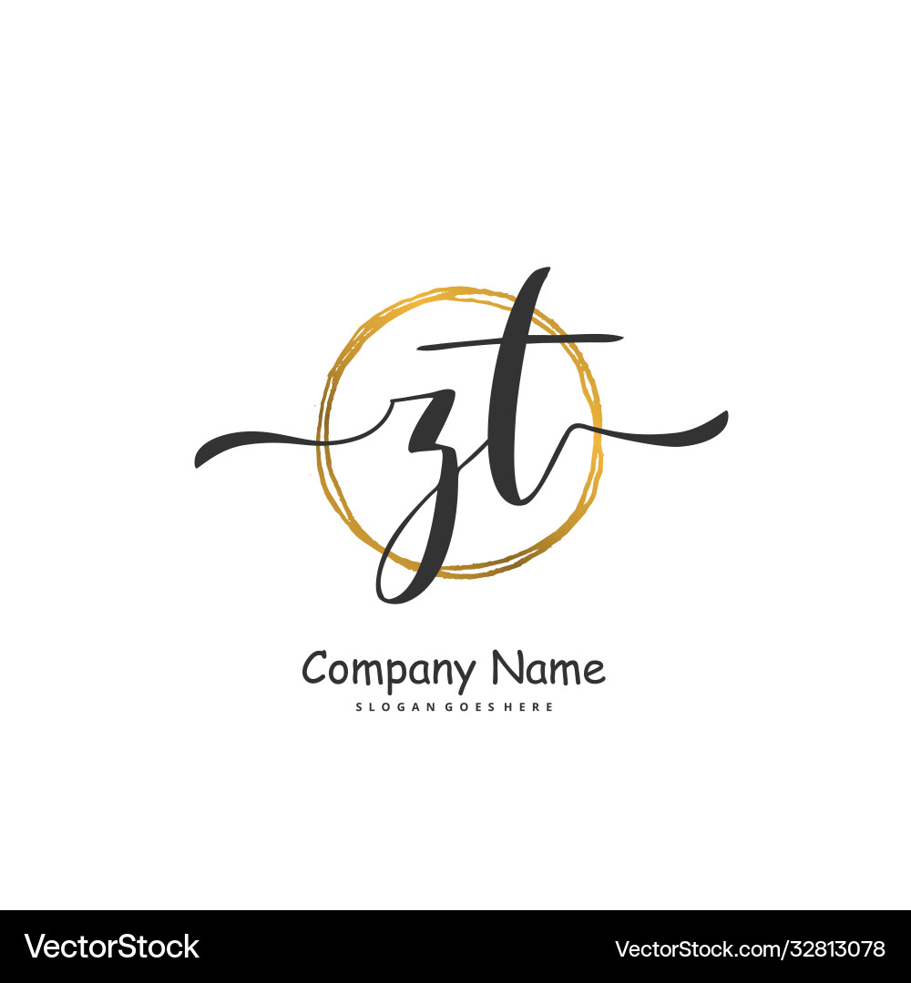 ZT Initial Signature Logo - Elegant Script Vector Image